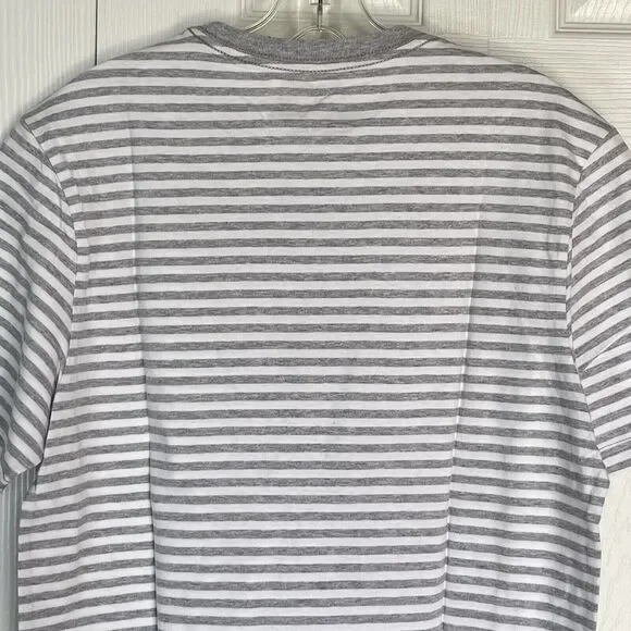 New Men T Shirt XS Stripes Crewneck Tee Gray Short Sleeve - Picture 5 of 9